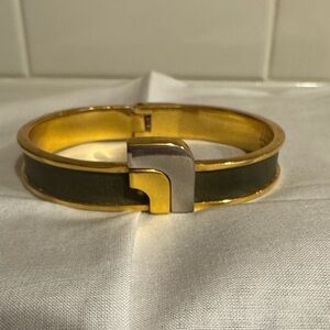 EUC LOEWE Gold and Olive Green (Leather &Metal )Bracelet